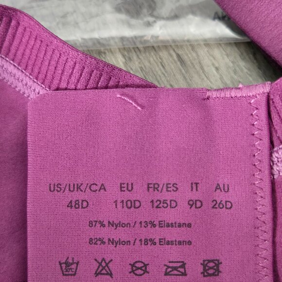 NWT Women’s Purple Floral Lace Wireless Bra – Size 48D - Picture 4 of 4